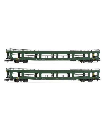 ARNOLD DR, SET DE 2 UNIDADES, VAGÓN PLATAFORMA DDm PARA COCHES, DECORACIÓN VERDE